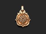 un pendentif en or et perles orné d'un motif floral