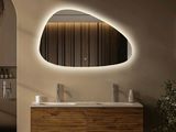 a bathroom with a sink and a mirror on the wall