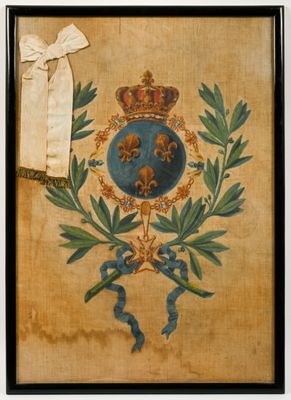 une image représentant un tableau d'un blason surmonté d'une couronne
