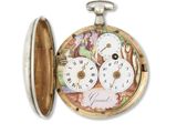 gros plan d'une montre de poche sur fond blanc