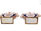 pair of antique japanese porcelain dishes in the shape of a flower