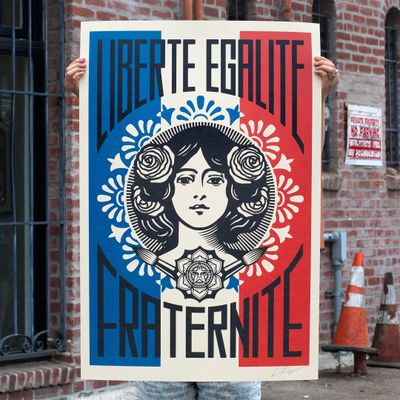 Shepard Fairey LIBERTÉ EGALITÉ FRATERNITÉ Lithographie offse…