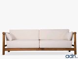 an image of a white couch with a wooden frame on a white background