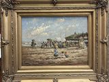 une photo d'un tableau représentant des personnes sur la plage