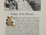 an old book with a picture of a river and a bridge