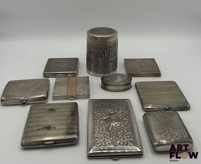 Ensemble de 10 boîtes de formes et tailles diverses en argen…