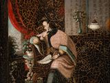 an image of a painting of a woman sitting in a chair