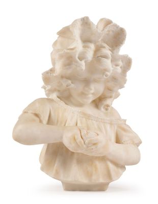 une image représentant une statue d'une petite fille tenant une fleur