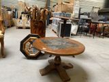 two chairs and a table in a room with a lot of furniture