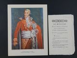 une vieille carte postale sur laquelle figure la photo d'un homme vêtu d'un manteau rouge