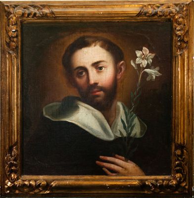 un tableau représentant un homme tenant une fleur à la main