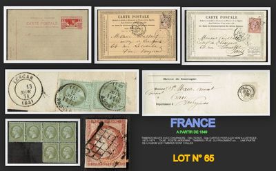 une image représentant une collection de vieux timbres français sur fond noir
