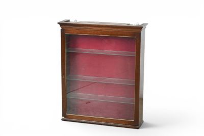 une petite vitrine dotée d'une porte vitrée à l'avant