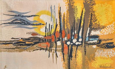 an image of a painting of birds flying over a body of water