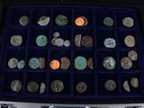many different types of coins in a case