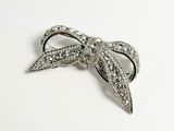 rhine bow brooch in silver tone with clear stones