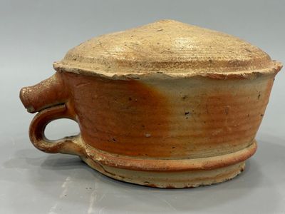 Gourde en céramique dans les ton beige et ocre H.