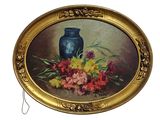 a picture of a painting of a vase and flowers