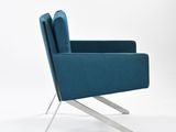 an image of a blue chair sitting on top of a white floor