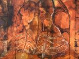 an image of a painting of a woman sitting on a bench