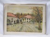 une image représentant un tableau illustrant une scène de vie à la ferme avec un cheval et une calèche