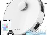 une image représentant un aspirateur robot blanc d'où s'écoule de l'eau