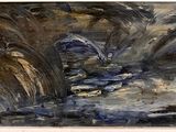 un tableau représentant une cascade au milieu de l'eau