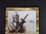 a picture of a card with a picture of a knight holding a sword