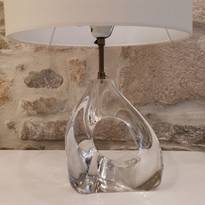 Pied de lampe en cristal, signée Daum. Bon état, sans abat jour. - Photo 1