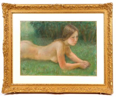 une image représentant un tableau où l'on voit une femme nue allongée dans l'herbe