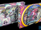 two boxes of pokemon cards with a unicorn on the front and a unicorn on the back