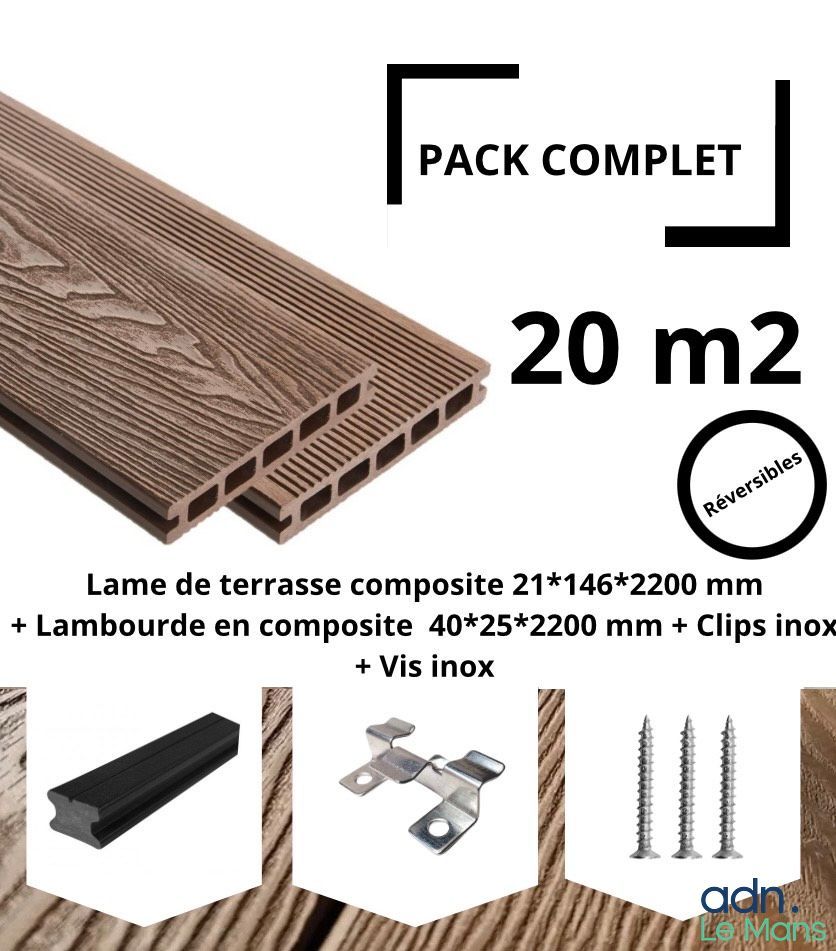 Lot à retirer à Bouër (72390) du lundi au vendredi de 10h00 à 17h00 - Expédition impossible - Pack complet terrasse c...
