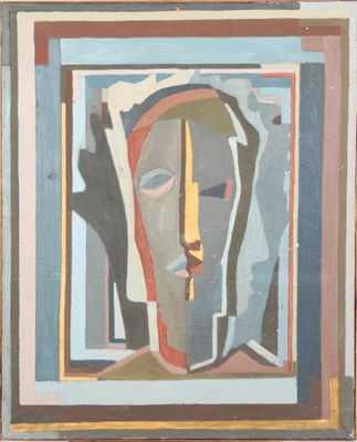 une image représentant un tableau représentant le visage d'une femme dans un cadre carré