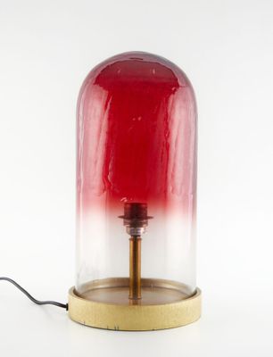 LAMPE GLOBE En verre et verre rouge