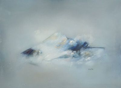 peinture représentant une peinture d'un bateau sur l'eau par temps nuageux