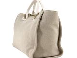 beige canvas tote bag on a white background