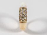 une bague comportant une dent sur une surface blanche