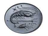 an image of a silver coin with an image of a man and a dog
