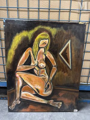 une peinture représentant une femme tenant un bébé sur ses genoux