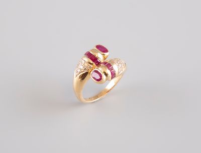 Bague toi et moi en or jaune 14K 585°/°°, poinçon coquille s…