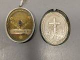 three coins are sitting next to each other on a table