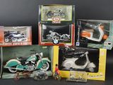 many different types of toys in boxes on a table