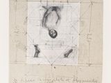 drawing of a man ' s head in a square on a piece of paper