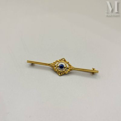 Broche or et saphir Broche en or jaune 18k (750 millièmes) c… - Photo 1