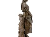 statue of a woman and child with a dog on a white background