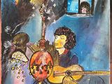 un tableau représentant un homme jouant de la guitare devant une fenêtre