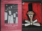 two posters of paintings of a man in a top hat and a top hat