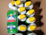 a cardboard box with a can of canarail on it