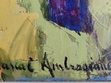 an image of a painting of a woman in a purple dress