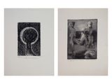 deux dessins en noir et blanc d'un homme et d'une femme